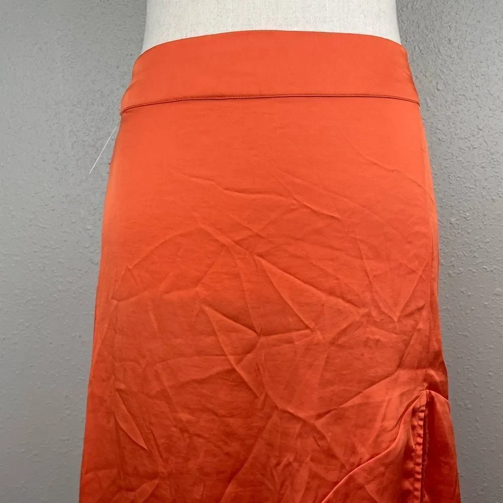 NWOT Free People Orange Midi Skirt Size 2